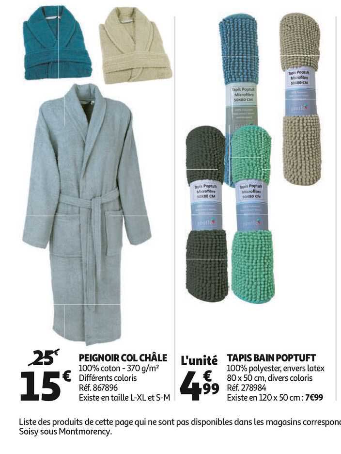peignoir col châle tapis bain poptuft