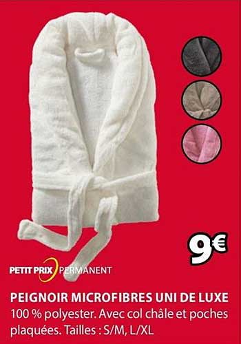 Peignoir Microfibres Uni De Luxe Petit Prix