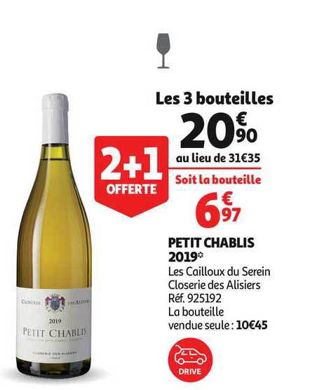 petit chablis 2019 les cailloux du serein closerie des alisiers 2+1 offerte