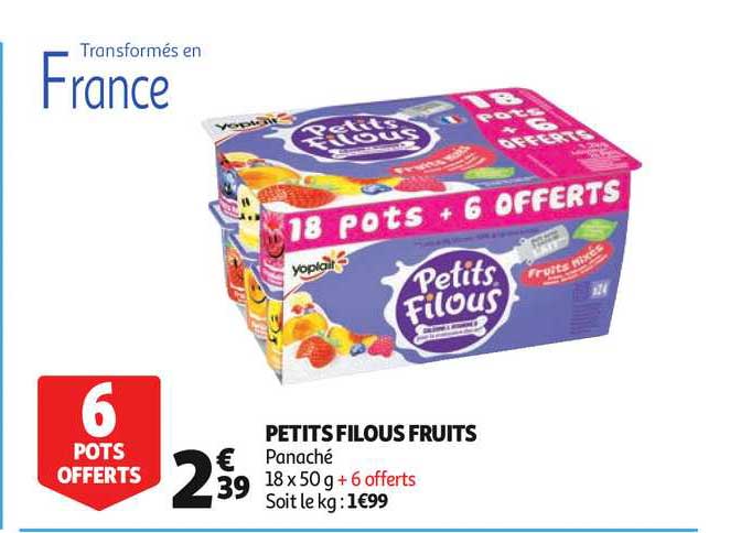 petits filous fruits 6 pots offerts