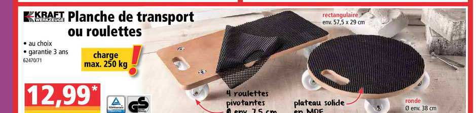 planche de transport ou roulettes kraft werkzeuge