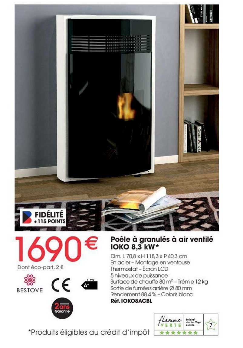 poêle à granulés à air ventilé ioko 8.3 kw bestove