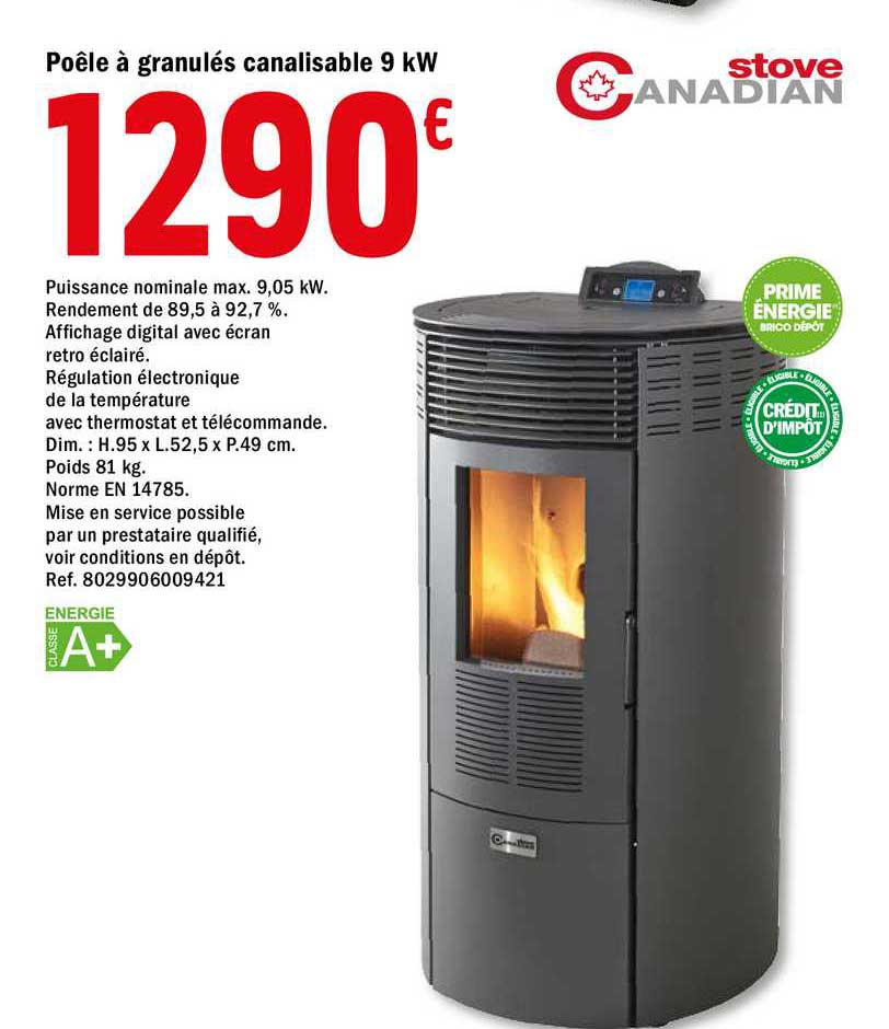 poêle à granulés canalisable 9 kw stove canadian