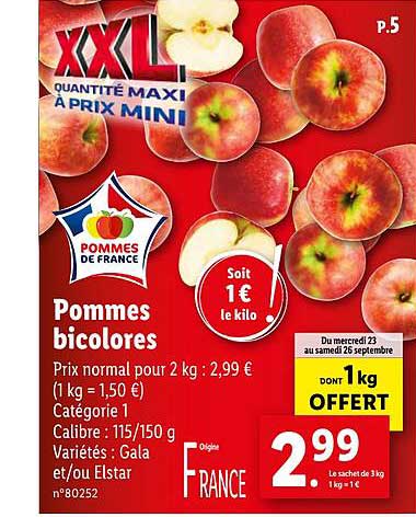 pommes bicolores dont 1kg offert