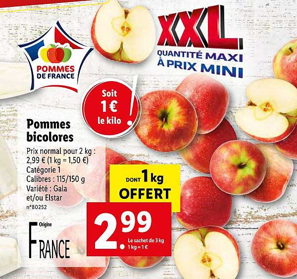 pommes bicolores dont 1kg offert