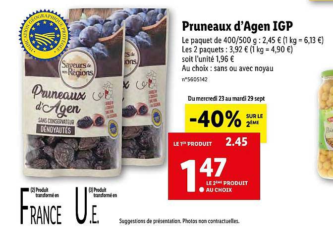 pruneaux d'agen igp -40% sur le 2ème