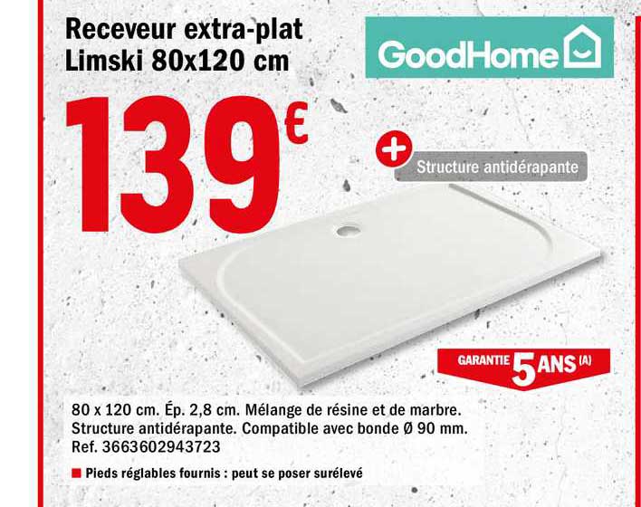 Receveur Extra Plat Limski 80x120 Cm Goodhome