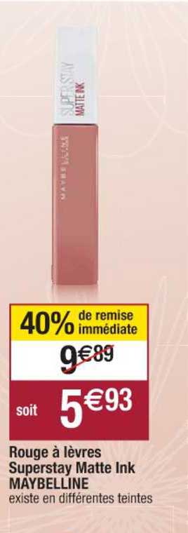 rouge à lèvres superstay matte ink maybelline 40% remise immédiate