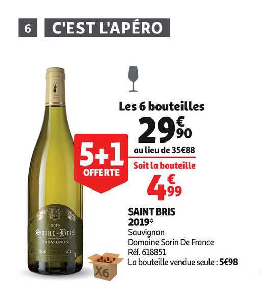 saint bris 2019 sauvignon domaine sorin de france 5+1 offerte
