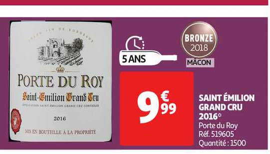 saint émilion grand cru 2016 porte du roy