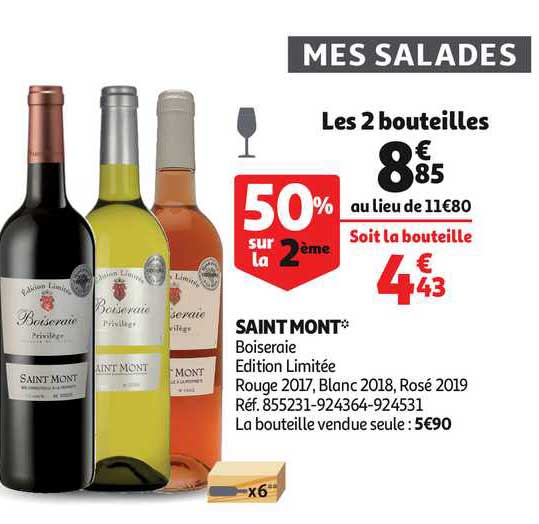 saint mont boiseraie édition limitée rouge 2017, blanc 2018, rise 2019 50% sur la 2ème