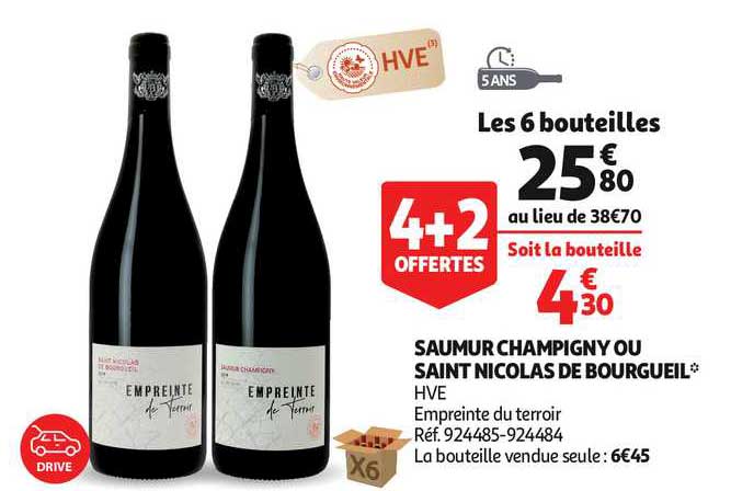 saumur champigny ou saint nicolas de bourgueil hve empreinte du terroir 4+2 offertes