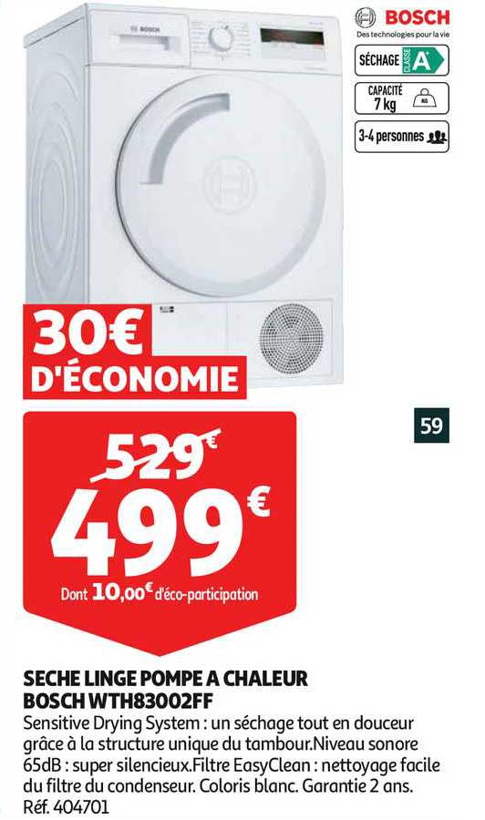 Sèche Linge Pompe à Chaleur Bosch Wth83002ff
