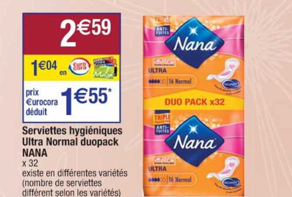 serviettes hygiéniques ultra normal duopack nana