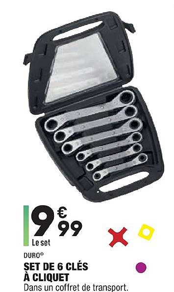 set de 6 cclés à cliquet duro