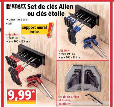 set de clés allen ou clés étoile kraft werkzeuge