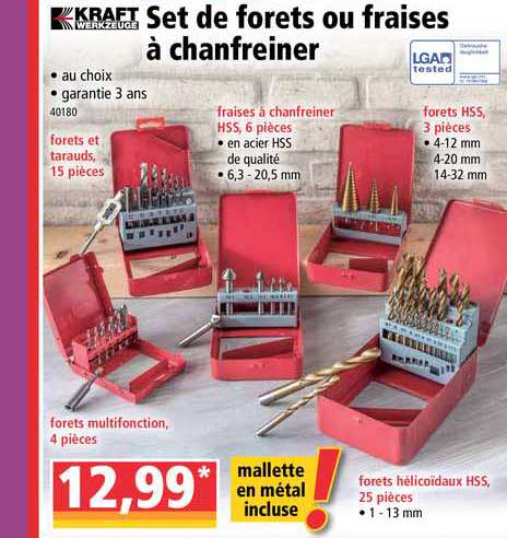 set de forets ou fraises à chenfreiner kraft werkzeuge