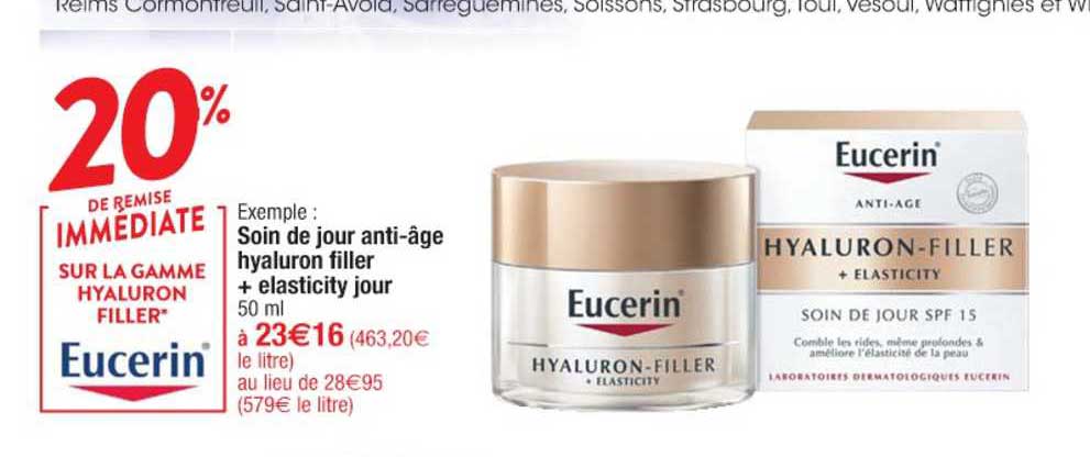 soin de jour anti âge hyaluron filler + elasticity jour 20% remise immédiate