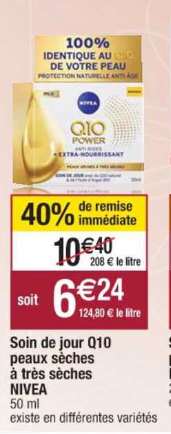 soin de jour q10 peaux sèches à très sèches nivea 40% remise immédiate