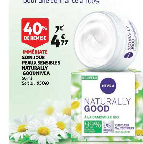 soin jour peaux sensibles naturally good nivea 40% de remise immédiate