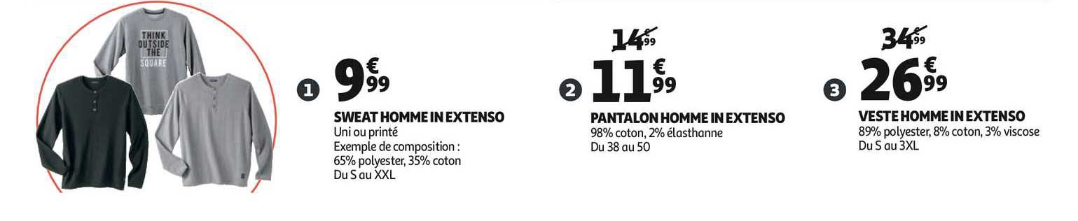 sweat homme in extenso pantalon homme in extenso veste homme in extenso