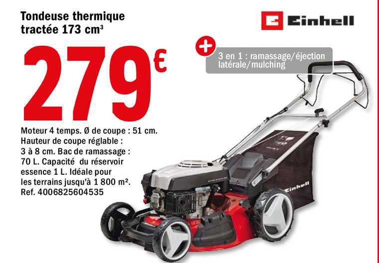 tondeuse thermique tractée 173 cm3