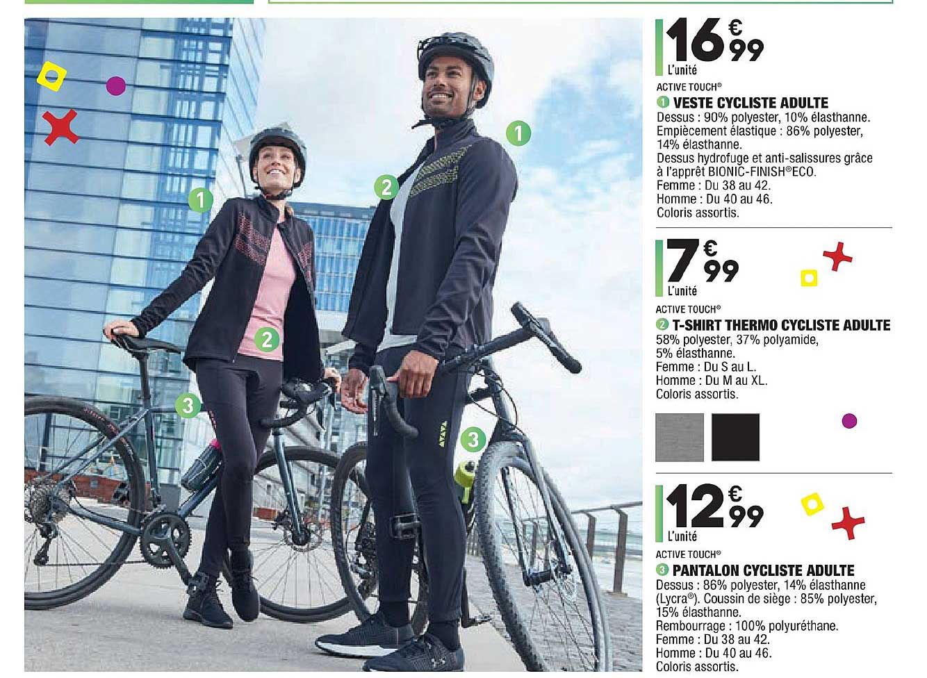 veste cycliste adulte t shirt thermo cycliste adulte pantalon cycliste adulte active touch