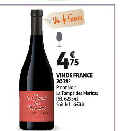 vin de france 2019 pinot noir le temps des merises