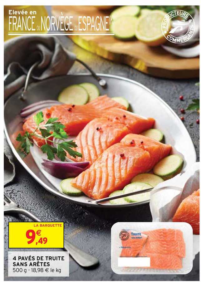 4 pavés de truite sans arêtes