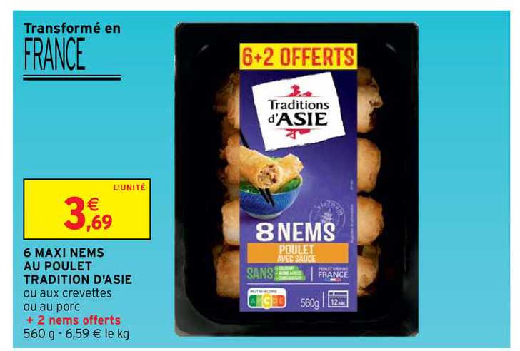 6 maxi nems au poulet tradition d'asie