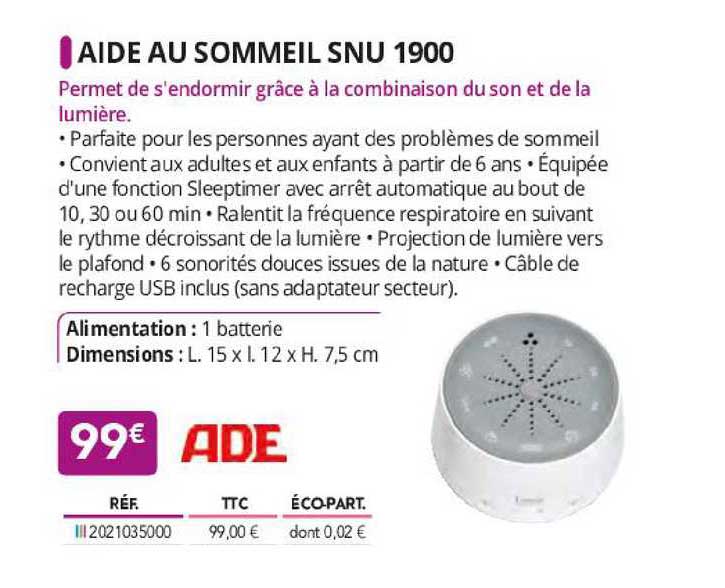 aide au sommeil snu 1900 ade