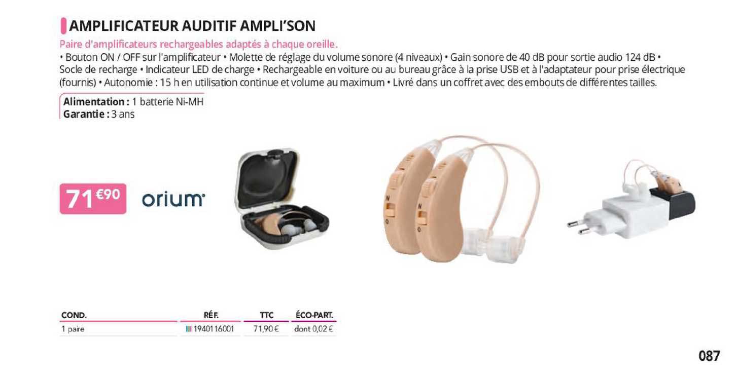 amplificateur auditif ampli'son orium