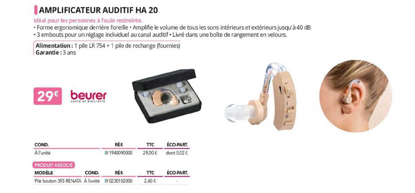 amplificateur auditif ha 20 beurer