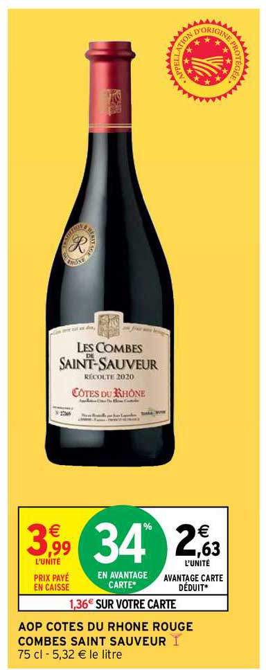 aop côtes du rhône rouge combes saint sauveur