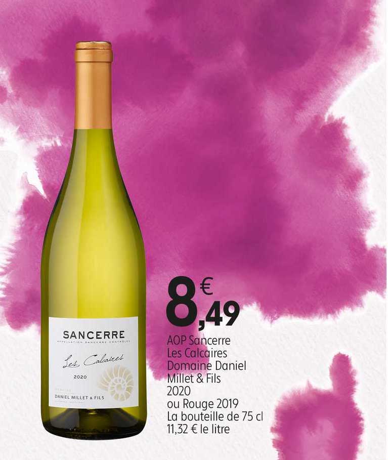 aop sancerre les calcaires domaine daniel millet &  fils 2020 ou rouge 2019 la bouteille de 75 cl