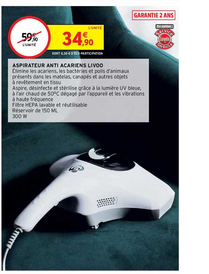 aspirateur anti acariens livoo