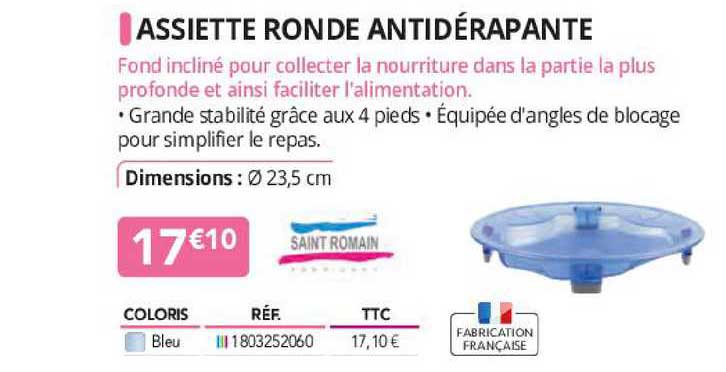 assiette ronde antidérapante saint romain