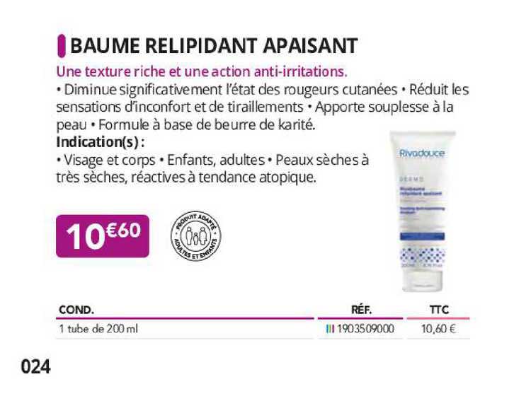 baume relipidant apaisant rivadouce
