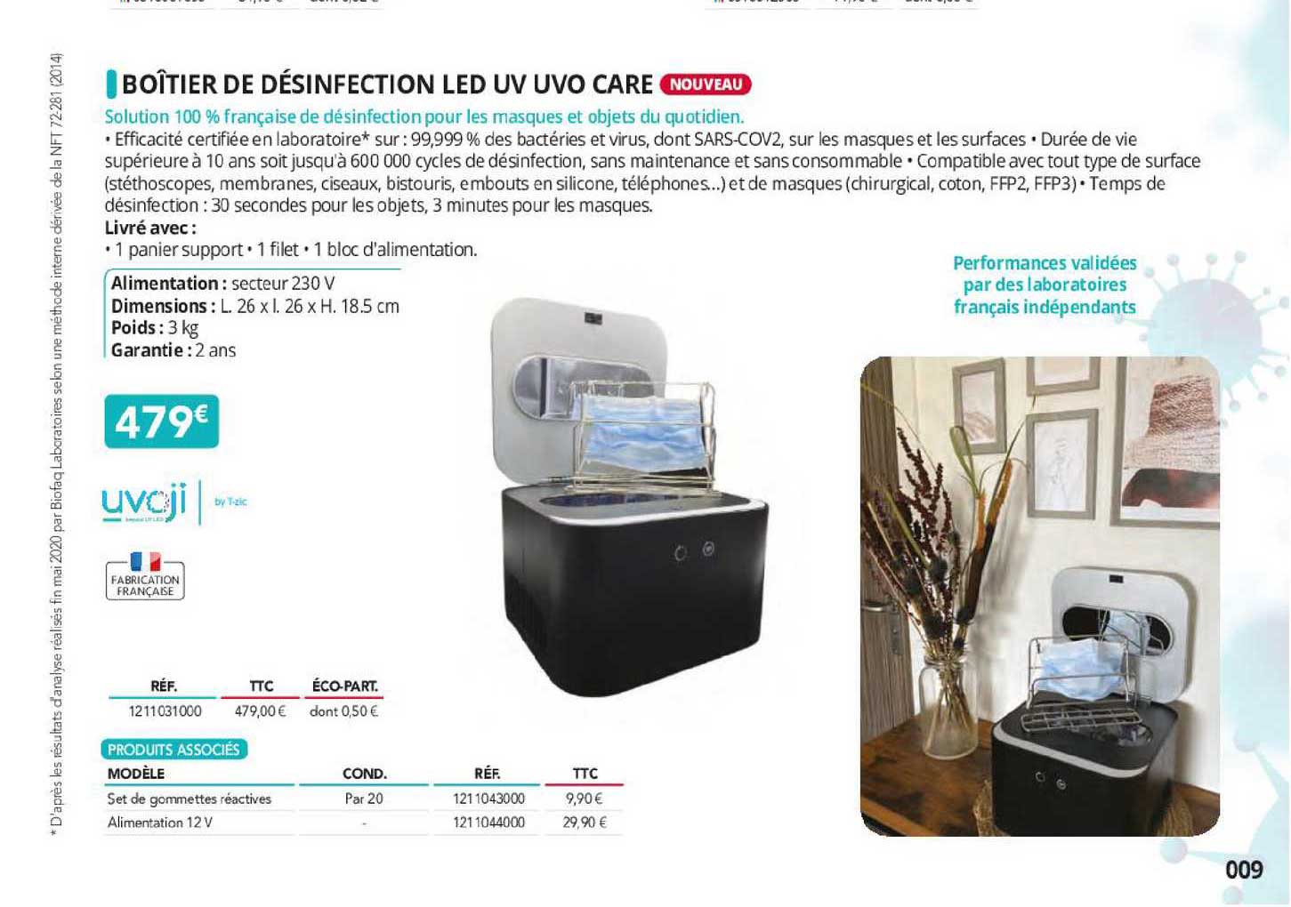 boîtier de désinfection led uv uvo care