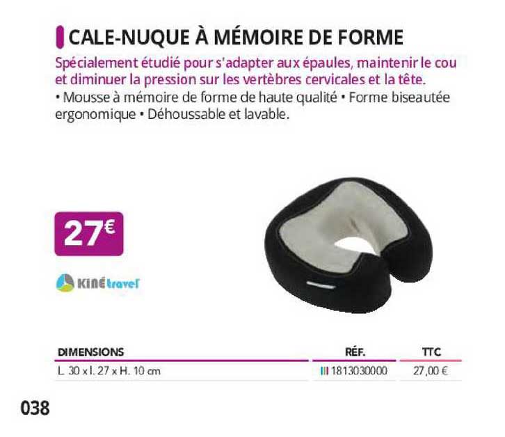 cale-nuque à mémoire de forme