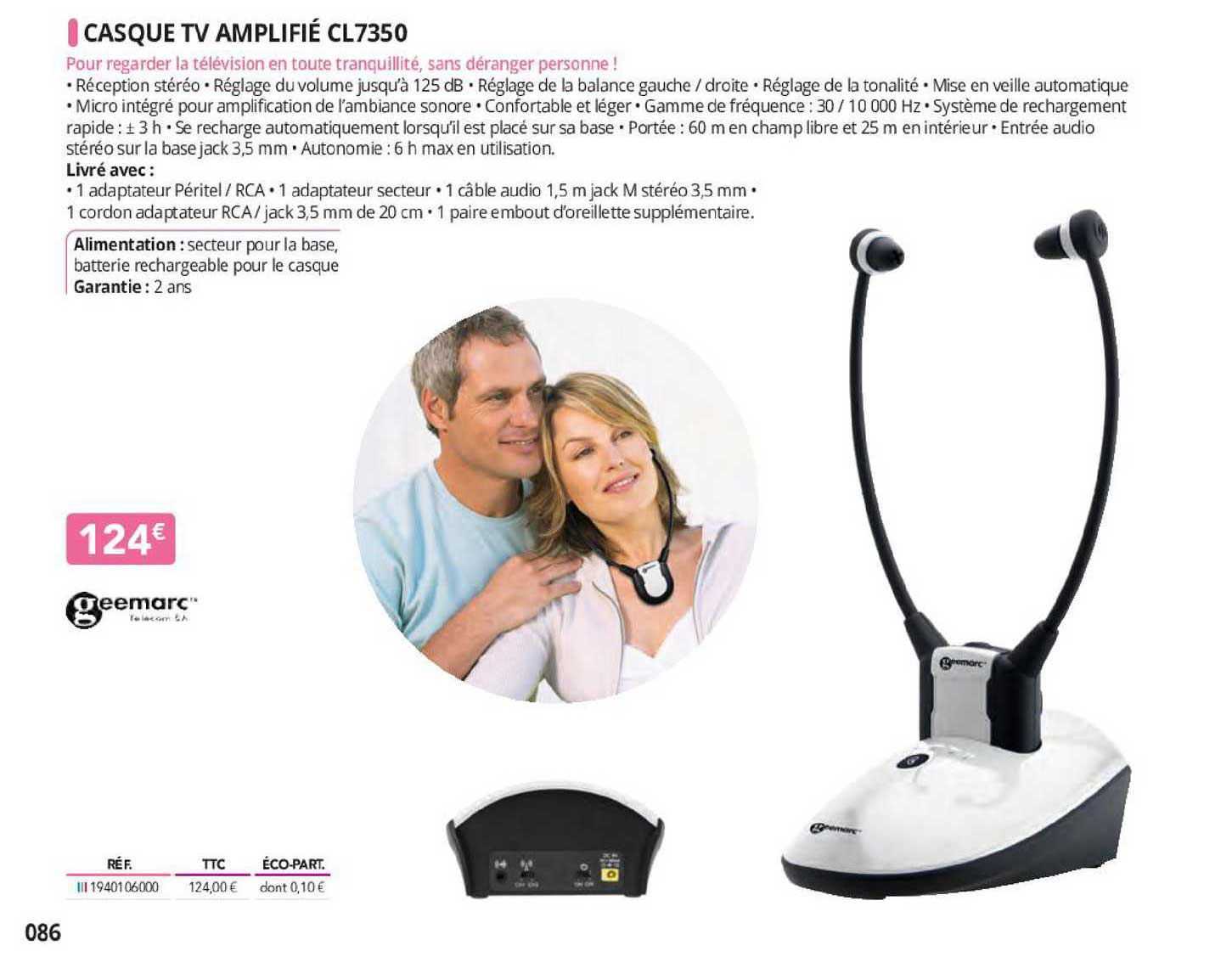 casque tv amplifié cl7350 geemarc