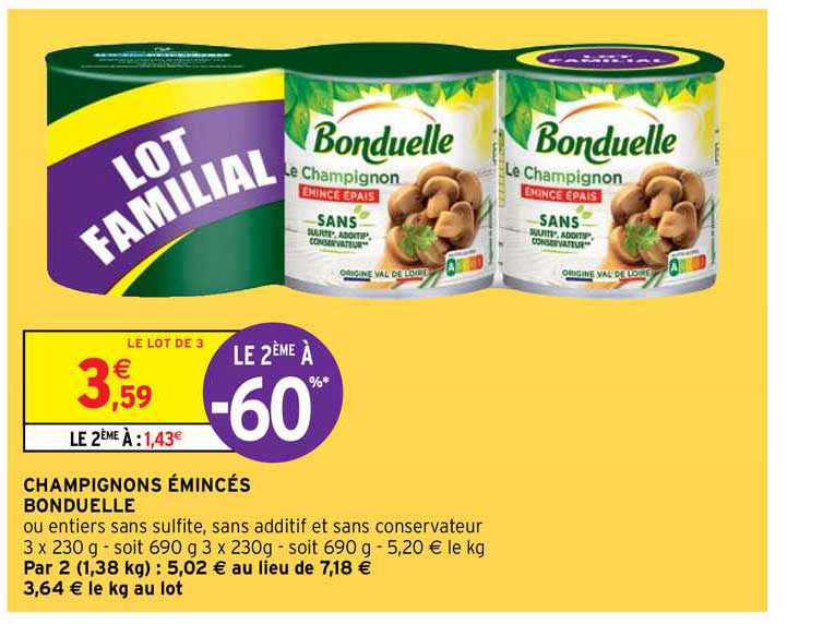 Champignons émincés Bonduelle
