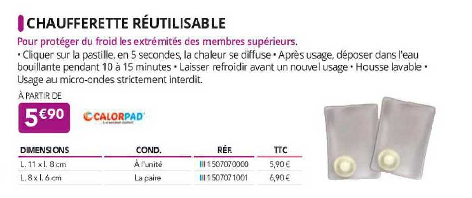 chaufferette réutilisable calorpad