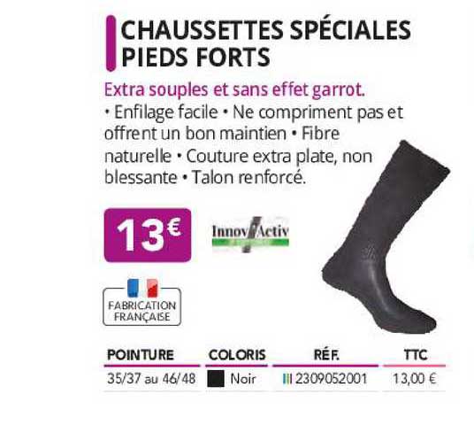 chaussettes spéciales pieds forts innov'activ
