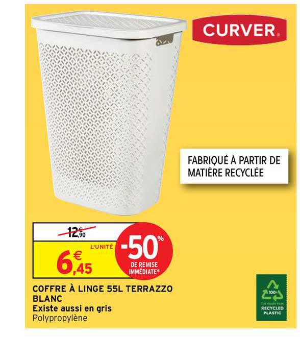 coffre à linge 55l terrazzo blanc