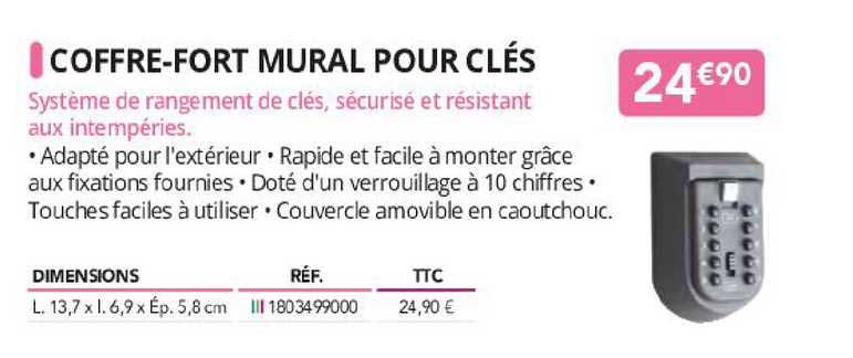 coffre-fort mural pour clés