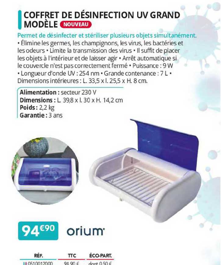 Coffret De Désinfection Uv Grand Modèle Orium
