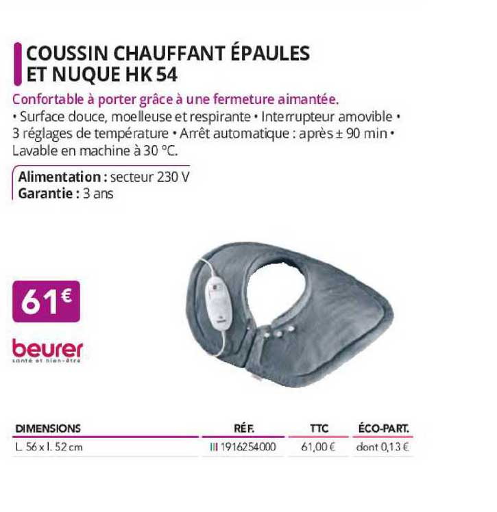 coussin chauffant épaules et nuque hk 54