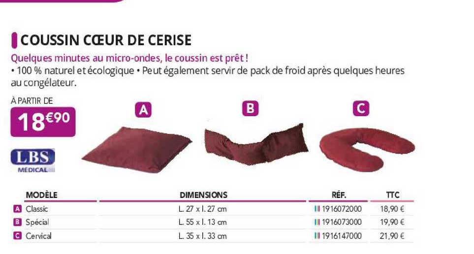 coussin cœur de cerise lbs médical
