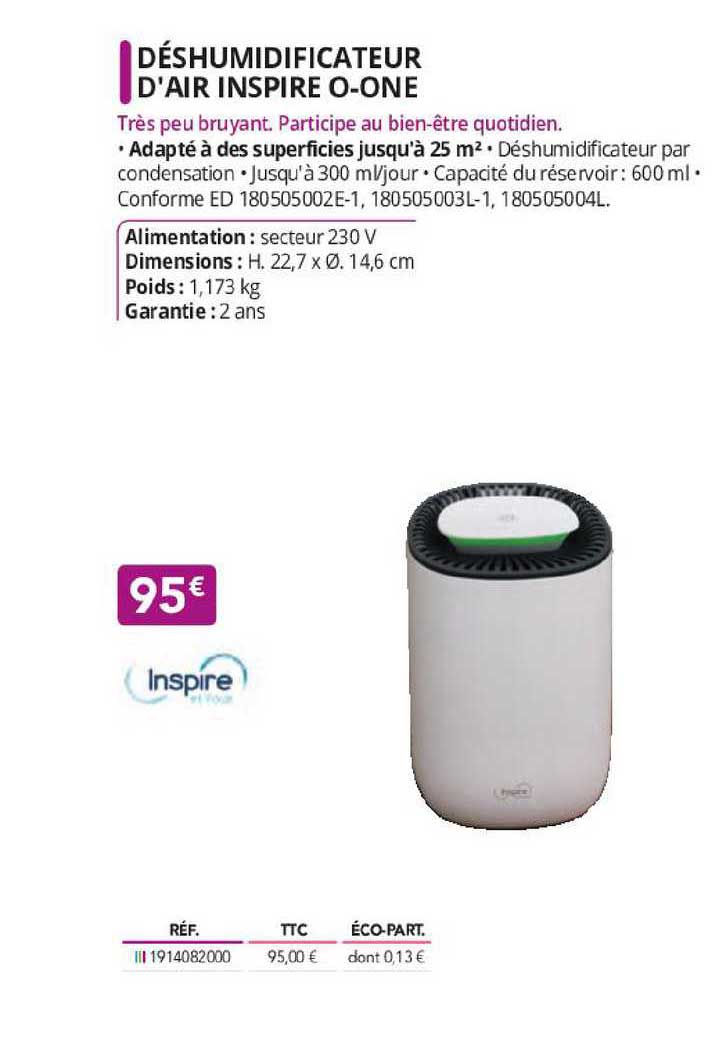 déshumidificateur d'air inspire o-one